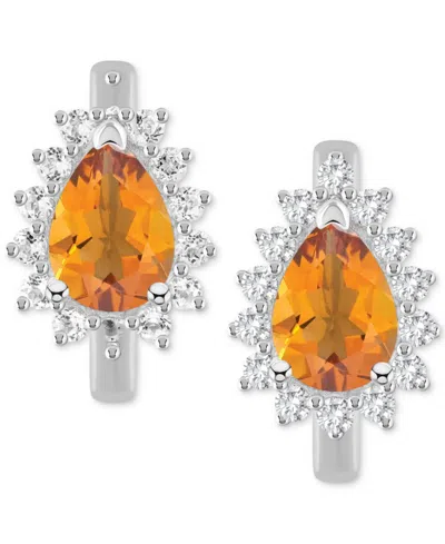 Macy's Amethyst (1-1/3 Ct. T.w.) & White Topaz (1/3 Ct. T.w.) Hoop Earrings In Sterling Silver (also Availa In Orange