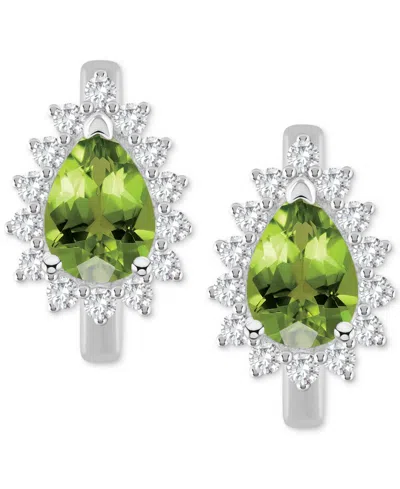 Macy's Amethyst (1-1/3 Ct. T.w.) & White Topaz (1/3 Ct. T.w.) Hoop Earrings In Sterling Silver (also Availa In Peridot