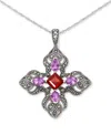 Macy's Amethyst (1-1/3 Ct. T.w.), Garnet (1-5/8 Ct. T.w.), & Marcasite (5/8 Ct. T.w.) Filigree Cross 18" Pe In Multi-gemstone