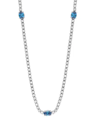 Macy's Amethyst (1-1/4 Ct. T.w.) & Diamond (1-1/2 Ct. T.w.) 18" Tennis Bracelet In Sterling Silver (also In In Blue Topaz
