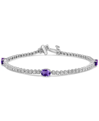 Macy's Amethyst (1-1/4 Ct. T.w.) & Diamond (1/2 Ct. T.w.) Tennis Bracelet In Sterling Silver (also In Blue