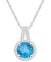 Macy's Amethyst (1-1/4 Ct. T.w.) & Diamond (1/6 Ct. T.w.) Halo 18" Pendant Necklace In Sterling Silver (als In Blue Topaz