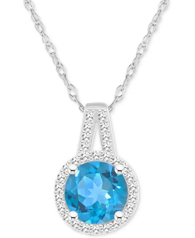 Macy's Amethyst (1-1/4 Ct. T.w.) & Diamond (1/6 Ct. T.w.) Halo 18" Pendant Necklace In Sterling Silver (als In Blue Topaz