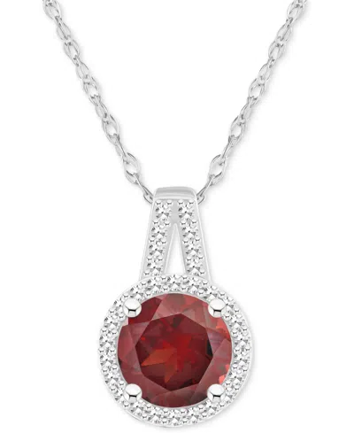 Macy's Amethyst (1-1/4 Ct. T.w.) & Diamond (1/6 Ct. T.w.) Halo 18" Pendant Necklace In Sterling Silver (als In Garnet