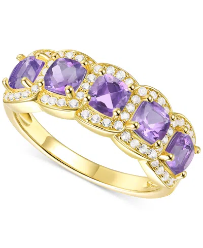 Macy's Amethyst (1-1/4 Ct. T.w.) & Lab-grown White Sapphire (1/3 Ct. T.w.) Ring In 14k Gold-plated Sterling