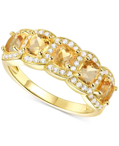 Macy's Amethyst (1-1/4 Ct. T.w.) & Lab-grown White Sapphire (1/3 Ct. T.w.) Ring In 14k Gold-plated Sterling In Citrine