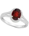 Macy's Amethyst (1-1/5 Ct. T.w.) & Diamond (1/4 Ct. T.w.) Oval Halo Split Shank Ring In Sterling Silver (al In Garnet