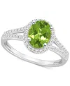Macy's Amethyst (1-1/5 Ct. T.w.) & Diamond (1/4 Ct. T.w.) Oval Halo Split Shank Ring In Sterling Silver (al In Peridot