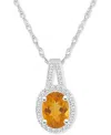 Macy's Amethyst (1-1/5 Ct. T.w.) & Diamond (1/6 Ct. T.w.) Oval Halo 18" Pendant Necklace In Sterling Silver In Citrine