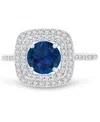 Macy's Amethyst (1-1/5 Ct. T.w.) & Lab-grown White Sapphire (1/2 Ct. T.w.) Square Halo Birthstone Ring In S In Sapphire