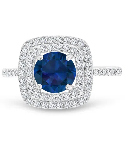 Macy's Amethyst (1-1/5 Ct. T.w.) & Lab-grown White Sapphire (1/2 Ct. T.w.) Square Halo Birthstone Ring In S
