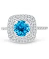 Macy's Amethyst (1-1/5 Ct. T.w.) & Lab-grown White Sapphire (1/2 Ct. T.w.) Square Halo Birthstone Ring In S In Blue Topaz