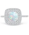 Macy's Amethyst (1-1/5 Ct. T.w.) & Lab-grown White Sapphire (1/2 Ct. T.w.) Square Halo Birthstone Ring In S In Opal