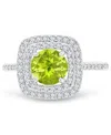 Macy's Amethyst (1-1/5 Ct. T.w.) & Lab-grown White Sapphire (1/2 Ct. T.w.) Square Halo Birthstone Ring In S In Peridot