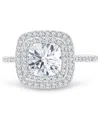 Macy's Amethyst (1-1/5 Ct. T.w.) & Lab-grown White Sapphire (1/2 Ct. T.w.) Square Halo Birthstone Ring In S In White Topaz