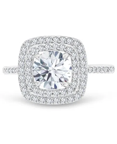 Macy's Amethyst (1-1/5 Ct. T.w.) & Lab-grown White Sapphire (1/2 Ct. T.w.) Square Halo Birthstone Ring In S In White Topaz
