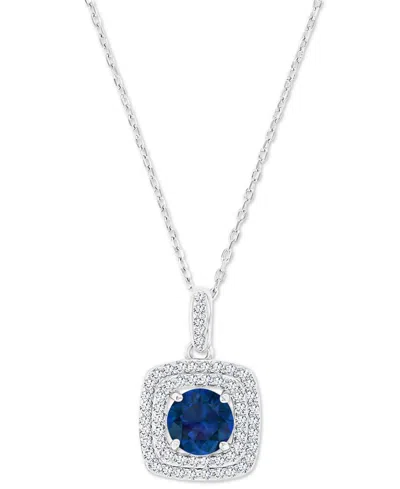 Macy's Amethyst (1-1/5 Ct. T.w.) & Lab-grown White Sapphire (1/3 Ct. T.w.) Square Halo Birthstone Pendant N