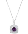 Macy's Amethyst (1-1/5 Ct. T.w.) & Lab-grown White Sapphire (1/3 Ct. T.w.) Square Halo Birthstone Pendant N In Alexandrite