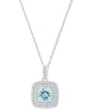 Macy's Amethyst (1-1/5 Ct. T.w.) & Lab-grown White Sapphire (1/3 Ct. T.w.) Square Halo Birthstone Pendant N In Aquamarine