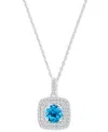 Macy's Amethyst (1-1/5 Ct. T.w.) & Lab-grown White Sapphire (1/3 Ct. T.w.) Square Halo Birthstone Pendant N In Blue Topaz
