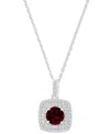 Macy's Amethyst (1-1/5 Ct. T.w.) & Lab-grown White Sapphire (1/3 Ct. T.w.) Square Halo Birthstone Pendant N In Garnet