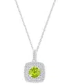 Macy's Amethyst (1-1/5 Ct. T.w.) & Lab-grown White Sapphire (1/3 Ct. T.w.) Square Halo Birthstone Pendant N In Peridot