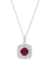 Macy's Amethyst (1-1/5 Ct. T.w.) & Lab-grown White Sapphire (1/3 Ct. T.w.) Square Halo Birthstone Pendant N In Ruby