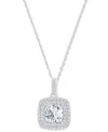 Macy's Amethyst (1-1/5 Ct. T.w.) & Lab-grown White Sapphire (1/3 Ct. T.w.) Square Halo Birthstone Pendant N In White Topaz