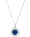 Macy's Amethyst (1-1/5 Ct. T.w.) & Lab-grown White Sapphire (3/8 Ct. T.w.) Halo Birthstone Pendant Necklace In Sapphire
