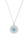 Macy's Amethyst (1-1/5 Ct. T.w.) & Lab-grown White Sapphire (3/8 Ct. T.w.) Halo Birthstone Pendant Necklace In Aquamarine