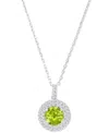 Macy's Amethyst (1-1/5 Ct. T.w.) & Lab-grown White Sapphire (3/8 Ct. T.w.) Halo Birthstone Pendant Necklace In Peridot