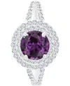 Macy's Amethyst (1-1/5 Ct. T.w.) & Lab-grown White Sapphire (5/8 Ct. T.w.) Halo Birthstone Ring In Sterling In Alexandrite