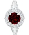 Macy's Amethyst (1-1/5 Ct. T.w.) & Lab-grown White Sapphire (5/8 Ct. T.w.) Halo Birthstone Ring In Sterling In Garnet