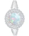 Macy's Amethyst (1-1/5 Ct. T.w.) & Lab-grown White Sapphire (5/8 Ct. T.w.) Halo Birthstone Ring In Sterling In Opal