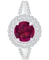 Macy's Amethyst (1-1/5 Ct. T.w.) & Lab-grown White Sapphire (5/8 Ct. T.w.) Halo Birthstone Ring In Sterling In Ruby