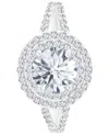 Macy's Amethyst (1-1/5 Ct. T.w.) & Lab-grown White Sapphire (5/8 Ct. T.w.) Halo Birthstone Ring In Sterling In White Topaz