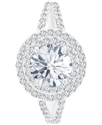 Macy's Amethyst (1-1/5 Ct. T.w.) & Lab-grown White Sapphire (5/8 Ct. T.w.) Halo Birthstone Ring In Sterling In White Topaz