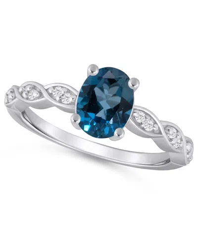 Macy's Amethyst (1-1/5 Ct. T.w.) And White Diamond (1/20 Ct. T.w.) Ring In 10k White Gold In Blue