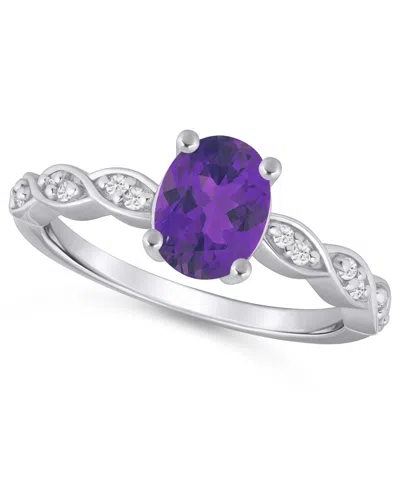 Macy's Amethyst (1-1/5 Ct. T.w.) And White Diamond (1/20 Ct. T.w.) Ring In 10k White Gold In Purple