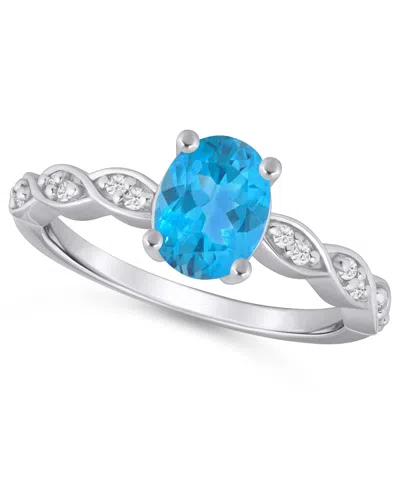 Macy's Amethyst (1-1/5 Ct. T.w.) And White Diamond (1/20 Ct. T.w.) Ring In 10k White Gold In Blue