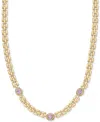 Macy's Amethyst (1-1/5 Ct. T.w.) & White Topaz (1/20 Ct. T.w.) Panther Link 17" Collar Necklace In 14k Gold In Amethyst