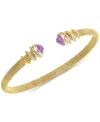Macy's Amethyst (1-1/5 Ct. T.w.) & White Topaz (3/8 Ct. T.w.) Cuff Bangle Bracelet In 14k Gold-plated Sterl In Amethyst