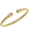 Macy's Amethyst (1-1/5 Ct. T.w.) & White Topaz (3/8 Ct. T.w.) Cuff Bangle Bracelet In 14k Gold-plated Sterl In Citrine