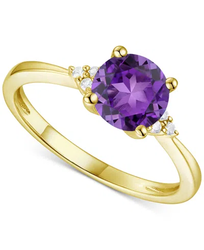 Macy's Amethyst (1-1/6 Ct. T.w.) & Lab-grown White Sapphire (1/20 Ct. T.w.) Ring In 14k Gold-plated Sterlin