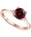 Macy's Amethyst (1-1/6 Ct. T.w.) & Lab-grown White Sapphire (1/20 Ct. T.w.) Ring In 14k Gold-plated Sterlin In Garnet