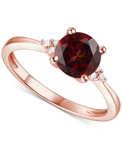 Macy's Amethyst (1-1/6 Ct. T.w.) & Lab-grown White Sapphire (1/20 Ct. T.w.) Ring In 14k Gold-plated Sterlin In Garnet