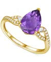 Macy's Amethyst (1-3/4 Ct. T.w.) & Lab-grown White Sapphire (1/6 Ct. T.w.) Twist Ring In 14k Gold-plated St In Amethyst