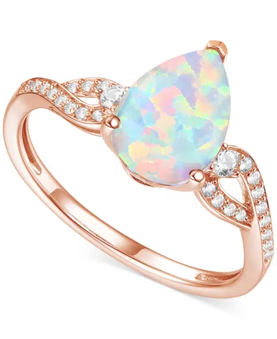 Macy's Amethyst (1-3/4 Ct. T.w.) & Lab-grown White Sapphire (1/6 Ct. T.w.) Twist Ring In 14k Gold-plated St In Opal