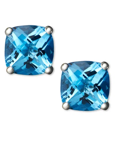 Macy's Amethyst (1-3/4 Ct. T.w.) Cushion Stud Earrings In 14k White Gold (also Available In Peridot, Garnet In Blue