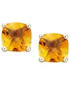Macy's Amethyst (1-3/4 Ct. T.w.) Cushion Stud Earrings In 14k White Gold (also Available In Peridot, Garnet In Gold
